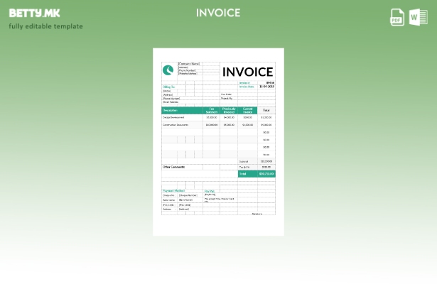 Шаблон за фактура на архитект во модерен стил